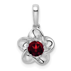 Sterling Silver Rhodium-plated Floral Garnet Pendant QBPD31JAN