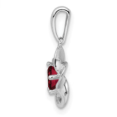 Sterling Silver Rhodium-plated Floral Created Ruby Pendant QBPD31JUL