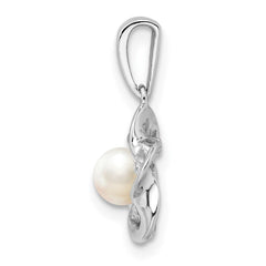 Sterling Silver Rhodium-plated Floral FWC Pearl Pendant QBPD31JUN