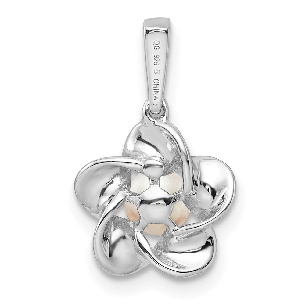 Sterling Silver Rhodium-plated Floral FWC Pearl Pendant QBPD31JUN