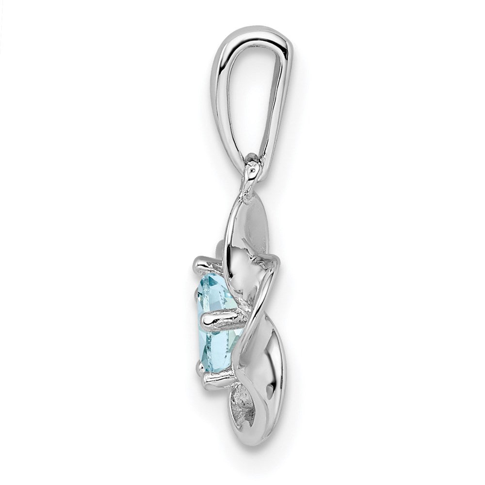 Sterling Silver Rhodium-plated Floral Aquamarine Pendant QBPD31MAR