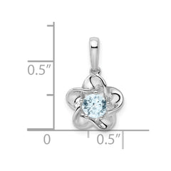 Sterling Silver Rhodium-plated Floral Aquamarine Pendant QBPD31MAR