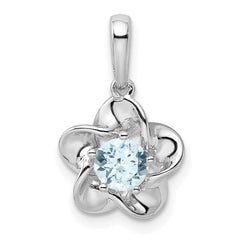 Sterling Silver Rhodium-plated Floral Aquamarine Pendant QBPD31MAR