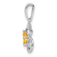 Sterling Silver Rhodium-plated Floral Citrine Pendant QBPD31NOV