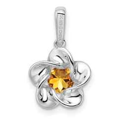 Sterling Silver Rhodium-plated Floral Citrine Pendant QBPD31NOV