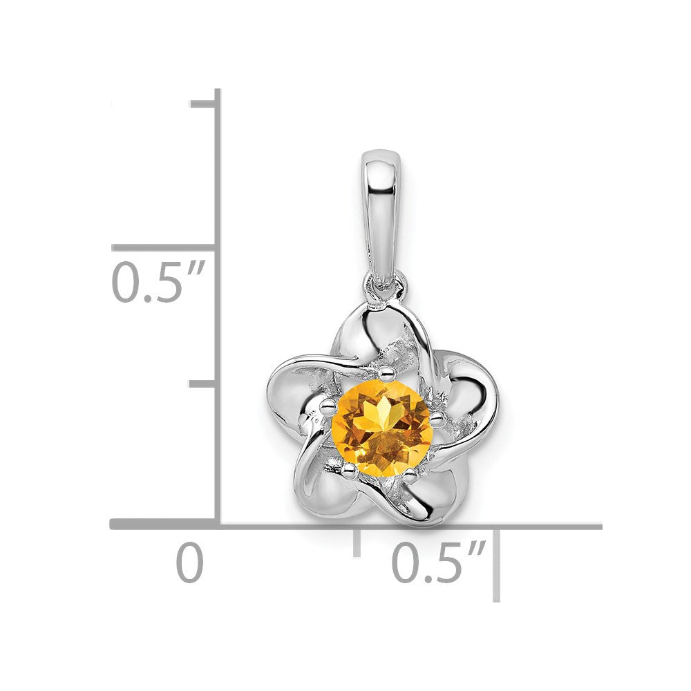 Sterling Silver Rhodium-plated Floral Citrine Pendant QBPD31NOV