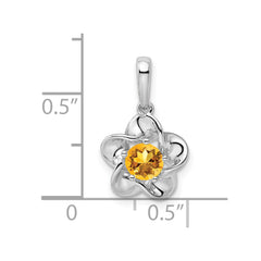 Sterling Silver Rhodium-plated Floral Citrine Pendant QBPD31NOV
