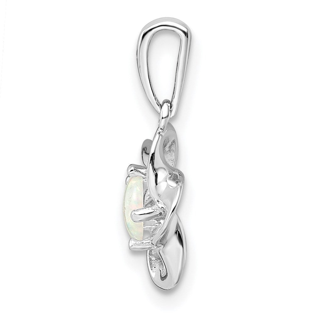 Sterling Silver Rhodium-plated Floral Created Opal Pendant QBPD31OCT