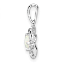 Sterling Silver Rhodium-plated Floral Created Opal Pendant QBPD31OCT