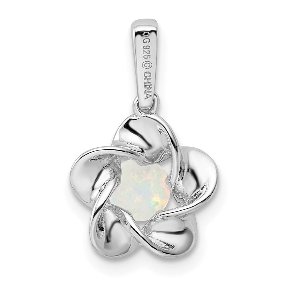 Sterling Silver Rhodium-plated Floral Created Opal Pendant QBPD31OCT