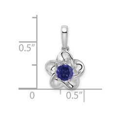 Sterling Silver Rhodium-plated Floral Created Sapphire Pendant QBPD31SEP