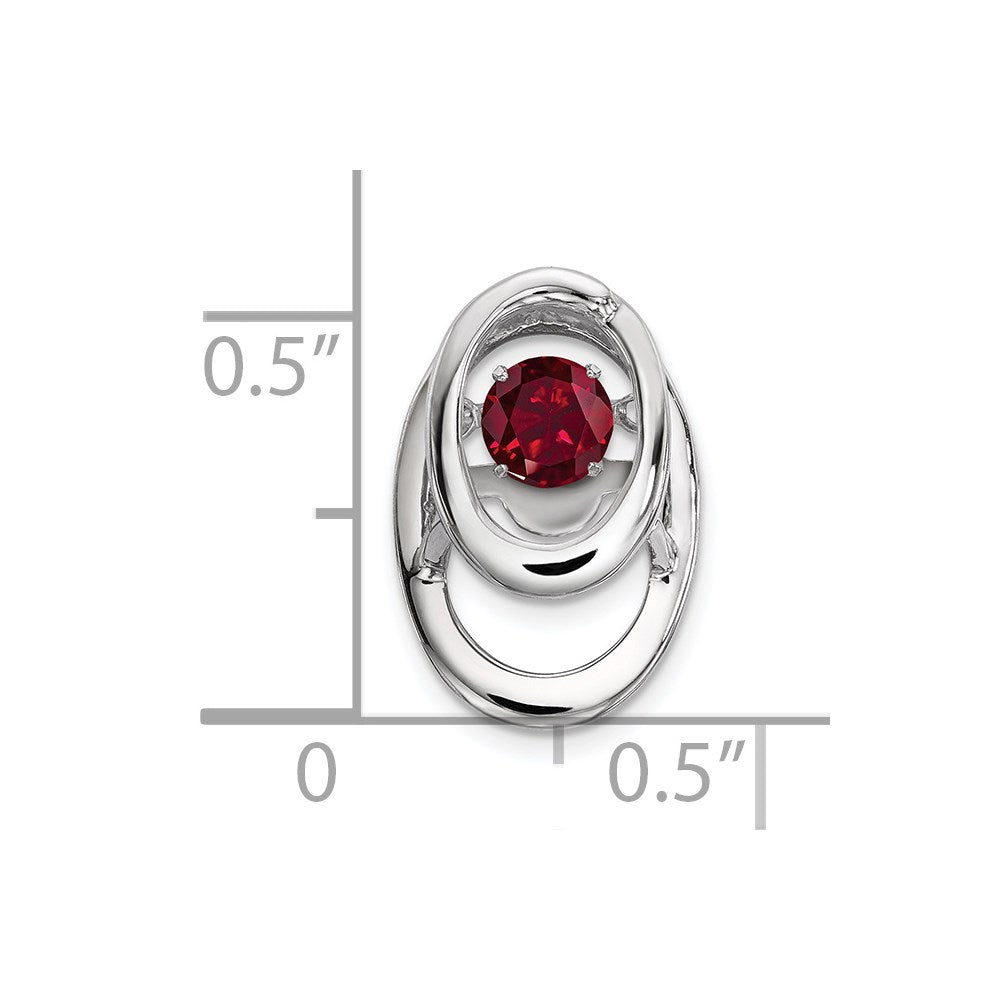 Sterling Silver Rhodium Plated Lab Created Ruby Birthstone Vibrant Chain Slide QBPD32JUL