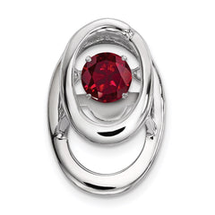 Sterling Silver Rhodium Plated Lab Created Ruby Birthstone Vibrant Chain Slide QBPD32JUL