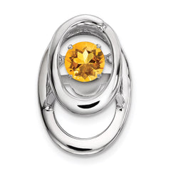 Sterling Silver Rhodium Citrine Birthstone Vibrant Chain Slide QBPD32NOV