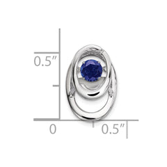 Sterling Silver Rhodium Created Sapphire Birthstone Vibrant Chain Slide QBPD32SEP