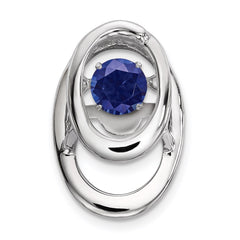 Sterling Silver Rhodium Created Sapphire Birthstone Vibrant Chain Slide QBPD32SEP