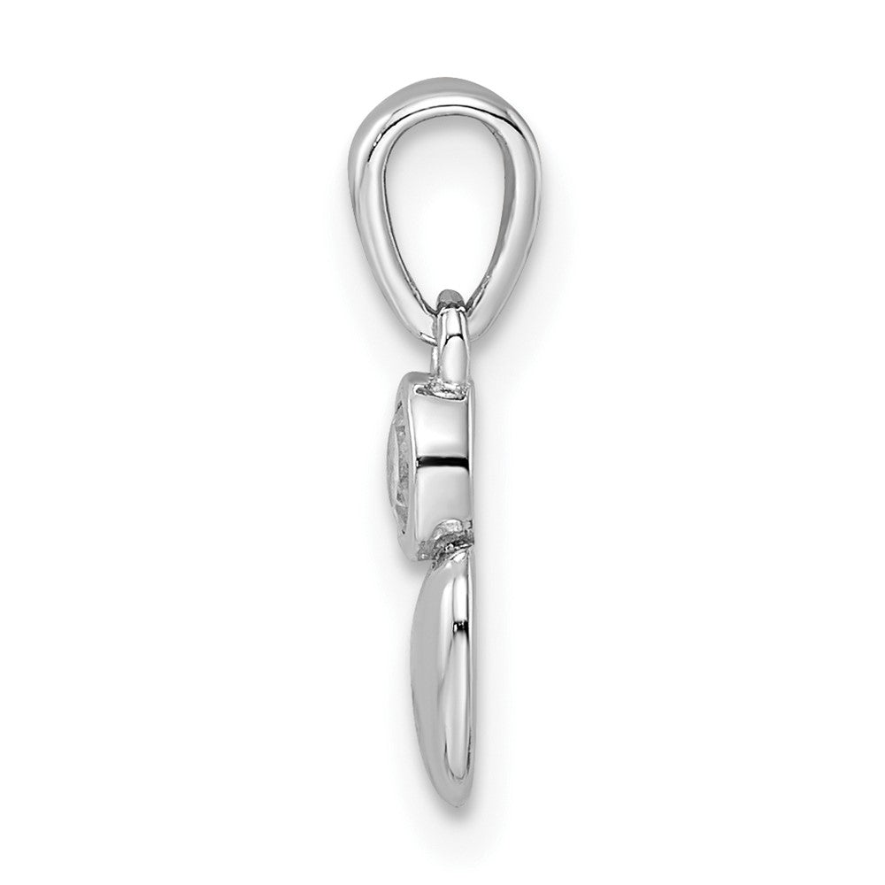 Sterling Silver Rhodium-plated Polished White Topaz Heart Pendant QBPD35APR