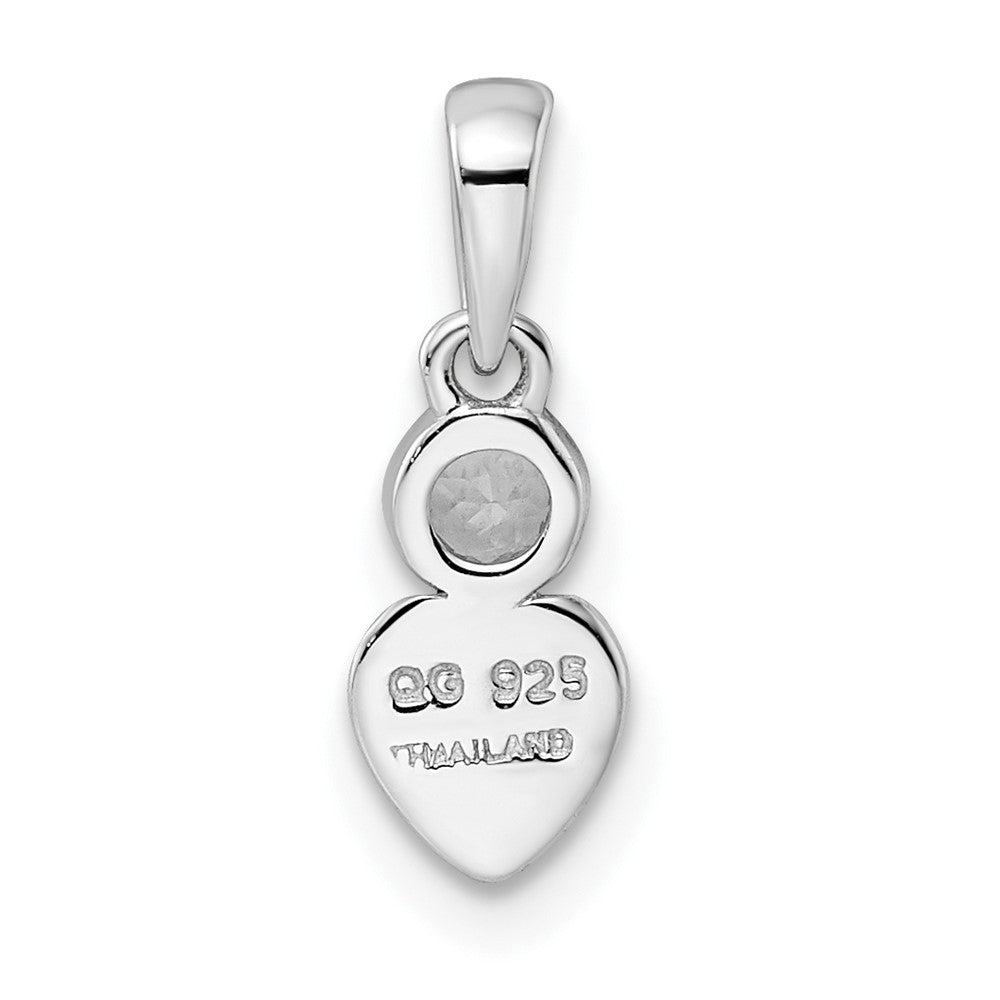 Sterling Silver Rhodium-plated Polished White Topaz Heart Pendant QBPD35APR