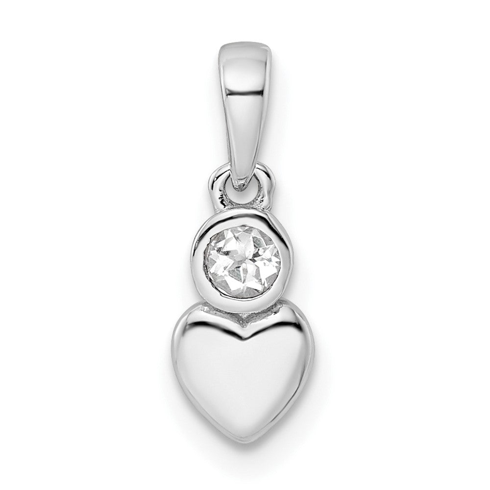 Sterling Silver Rhodium-plated Polished White Topaz Heart Pendant QBPD35APR