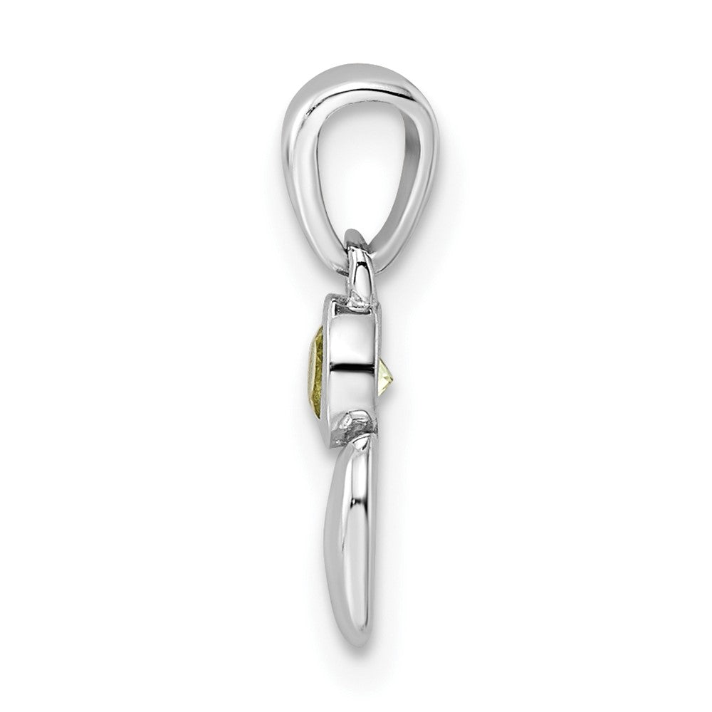 Sterling Silver Rhodium-plated Polished Peridot Heart Pendant QBPD35AUG