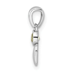 Sterling Silver Rhodium-plated Polished Peridot Heart Pendant QBPD35AUG