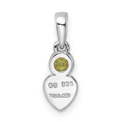 Sterling Silver Rhodium-plated Polished Peridot Heart Pendant QBPD35AUG