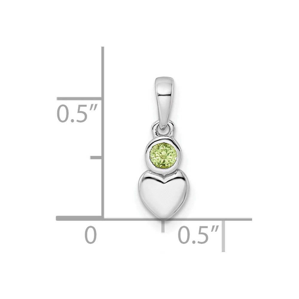 Sterling Silver Rhodium-plated Polished Peridot Heart Pendant QBPD35AUG