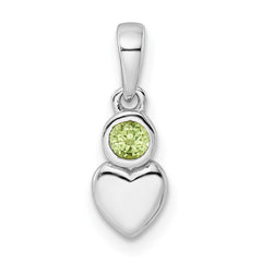 Sterling Silver Rhodium-plated Polished Peridot Heart Pendant QBPD35AUG