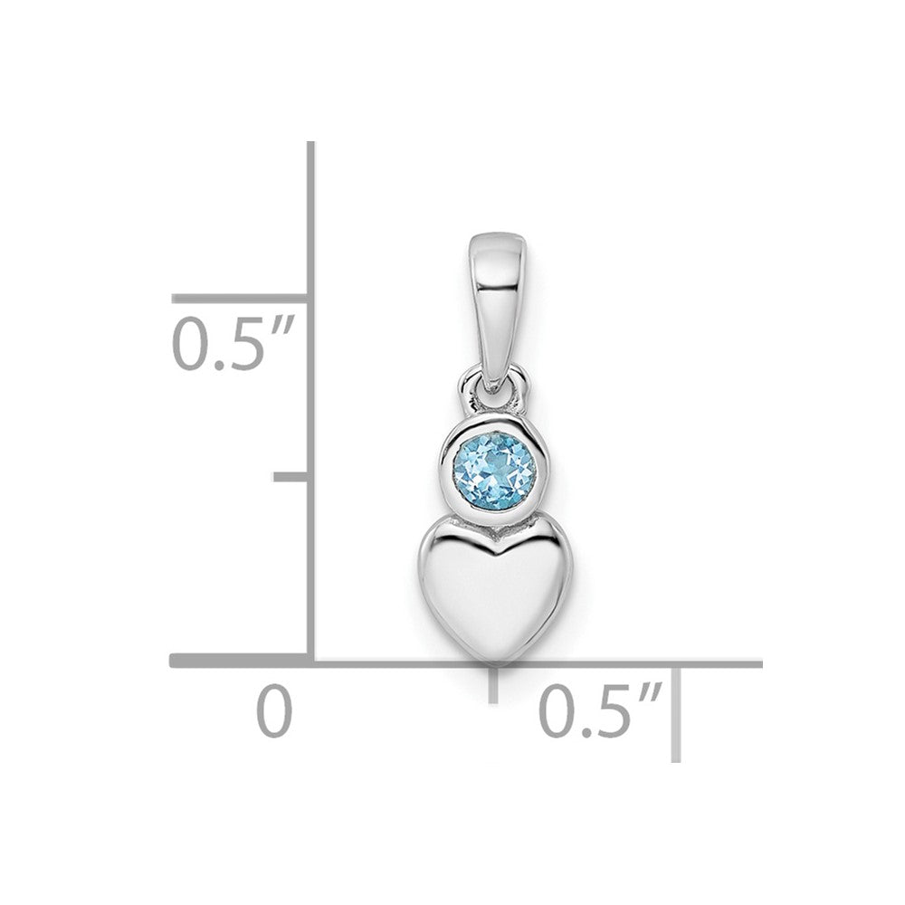 Sterling Silver Rhodium-plated Polished LS Blue Topaz Heart Pendant QBPD35DEC