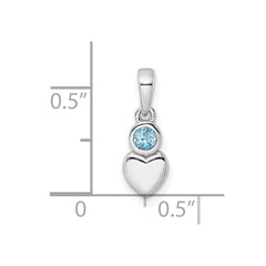 Sterling Silver Rhodium-plated Polished LS Blue Topaz Heart Pendant QBPD35DEC