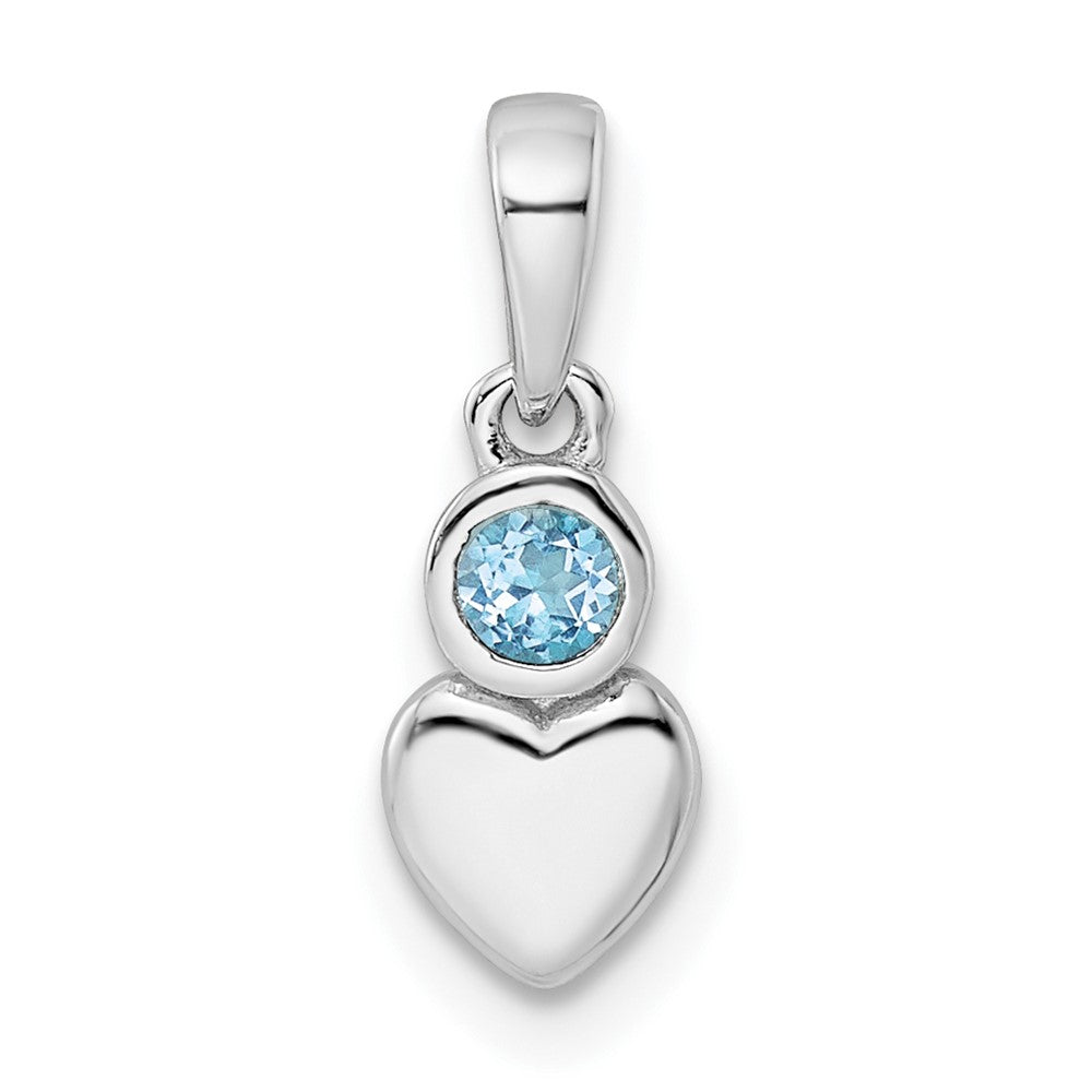 Sterling Silver Rhodium-plated Polished LS Blue Topaz Heart Pendant QBPD35DEC