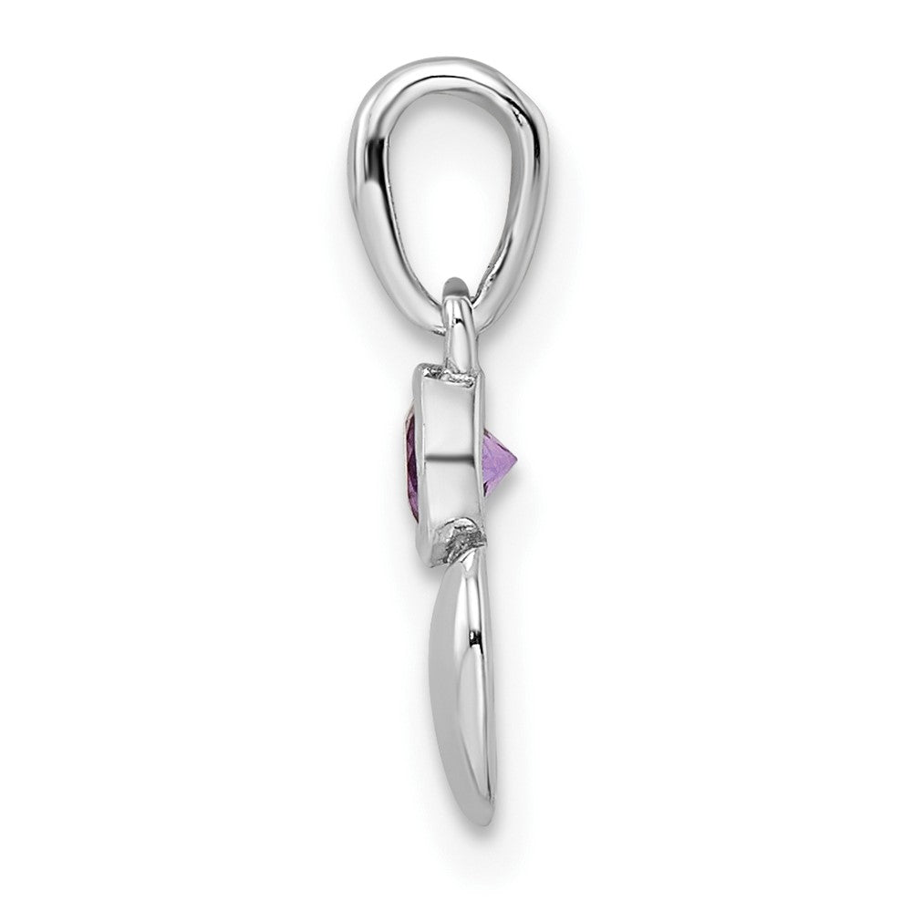 Sterling Silver Rhodium-plated Polished Amethyst Heart Pendant QBPD35FEB