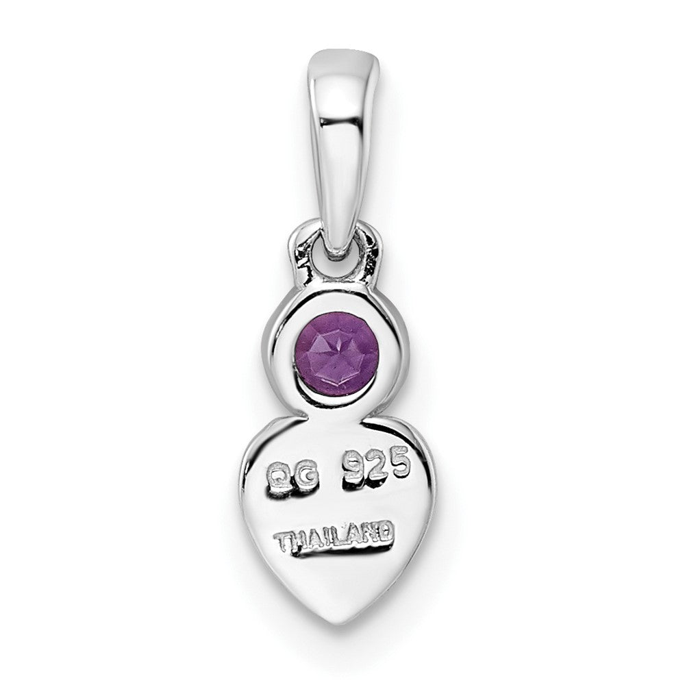 Sterling Silver Rhodium-plated Polished Amethyst Heart Pendant QBPD35FEB