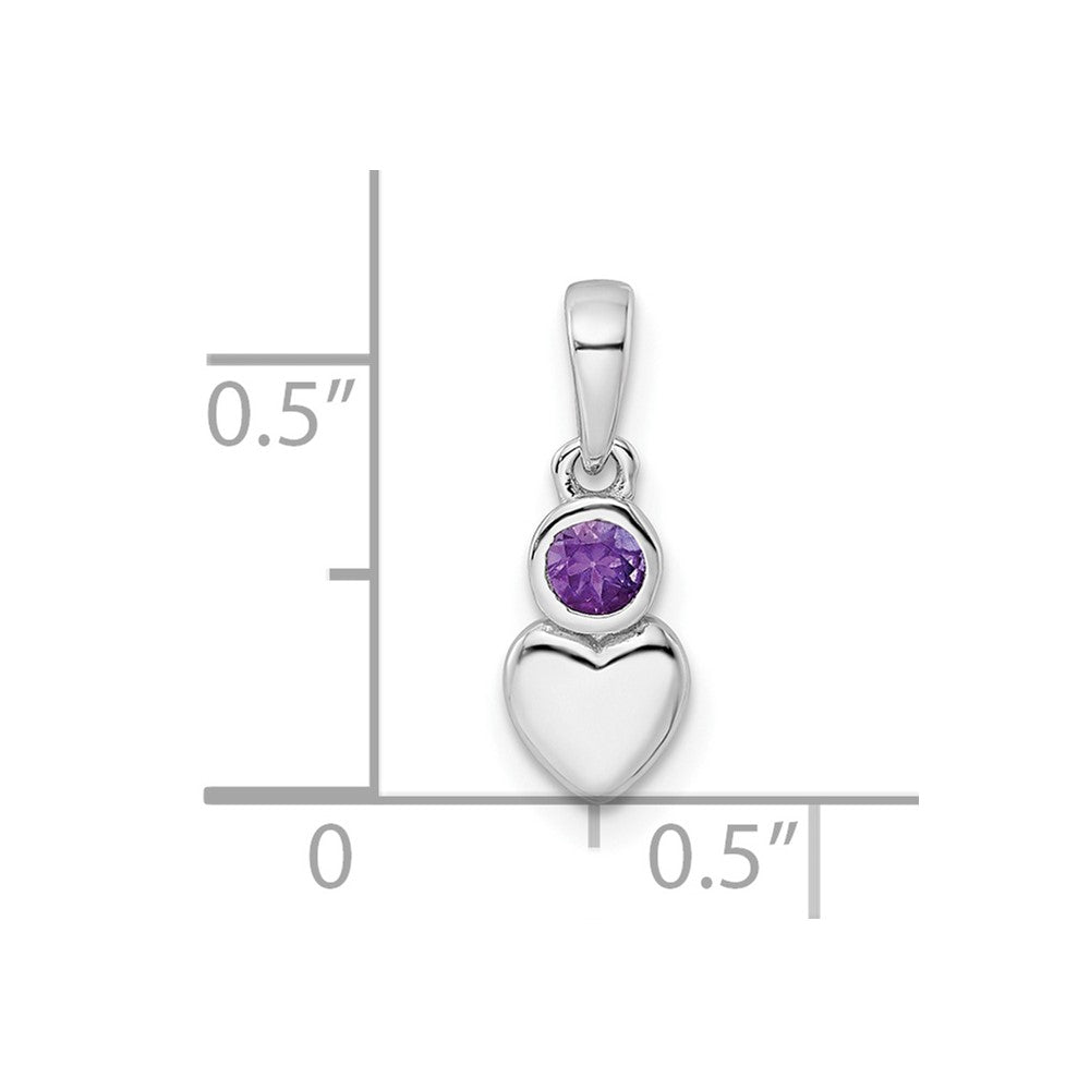 Sterling Silver Rhodium-plated Polished Amethyst Heart Pendant QBPD35FEB