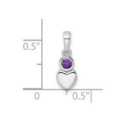 Sterling Silver Rhodium-plated Polished Amethyst Heart Pendant QBPD35FEB