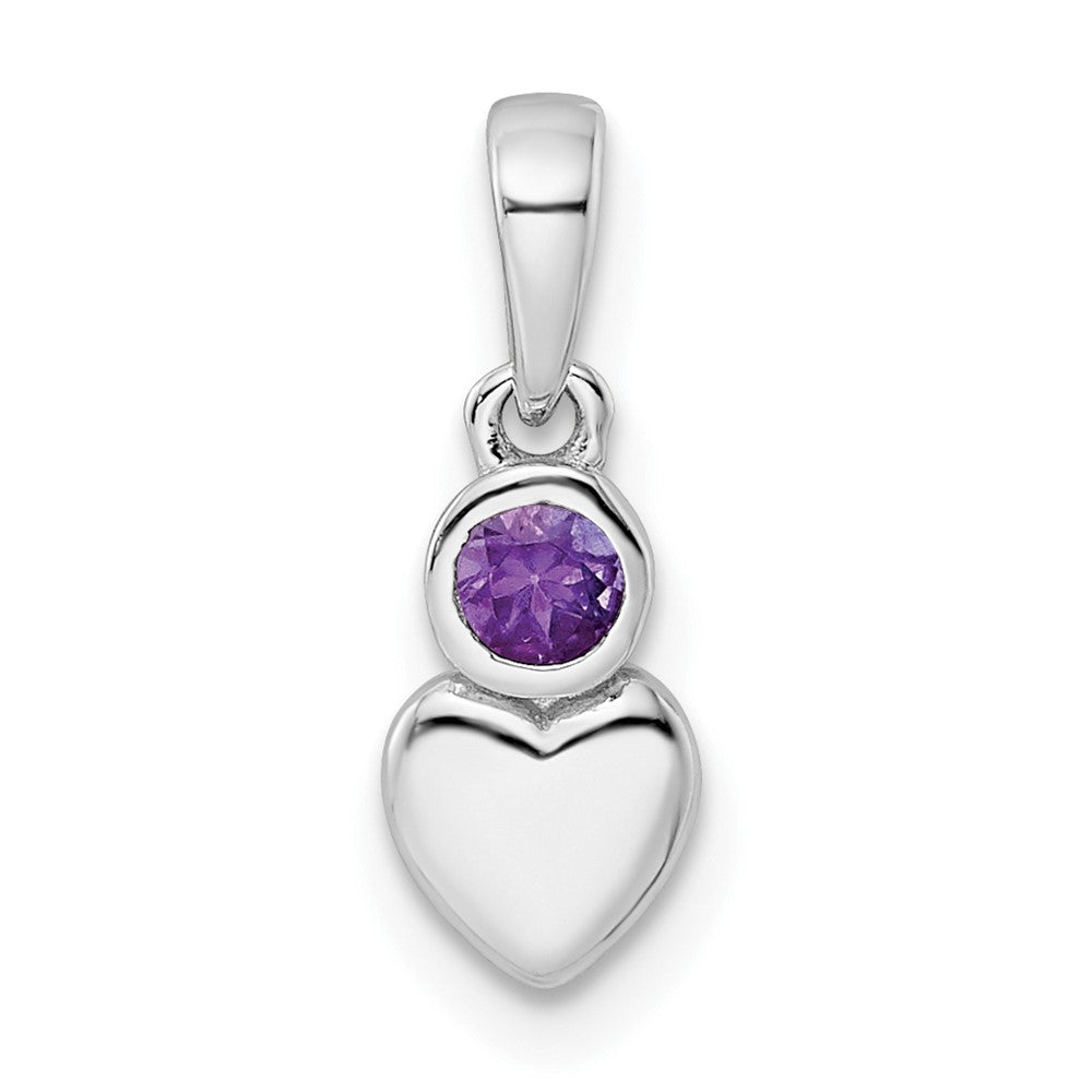 Sterling Silver Rhodium-plated Polished Amethyst Heart Pendant QBPD35FEB