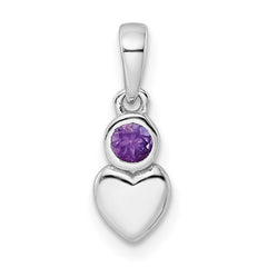 Sterling Silver Rhodium-plated Polished Amethyst Heart Pendant QBPD35FEB