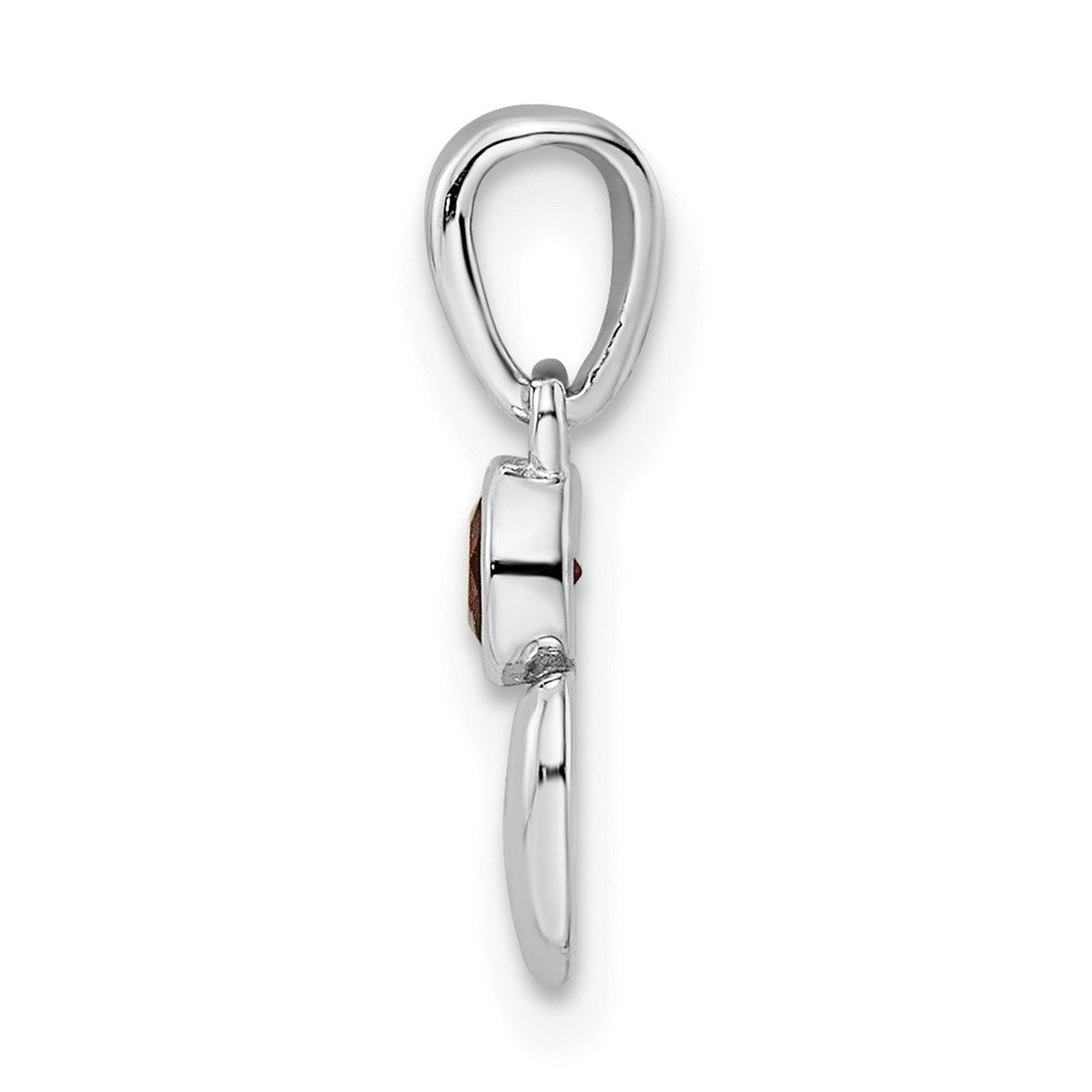 Sterling Silver Rhodium-plated Polished Garnet Heart Pendant QBPD35JAN
