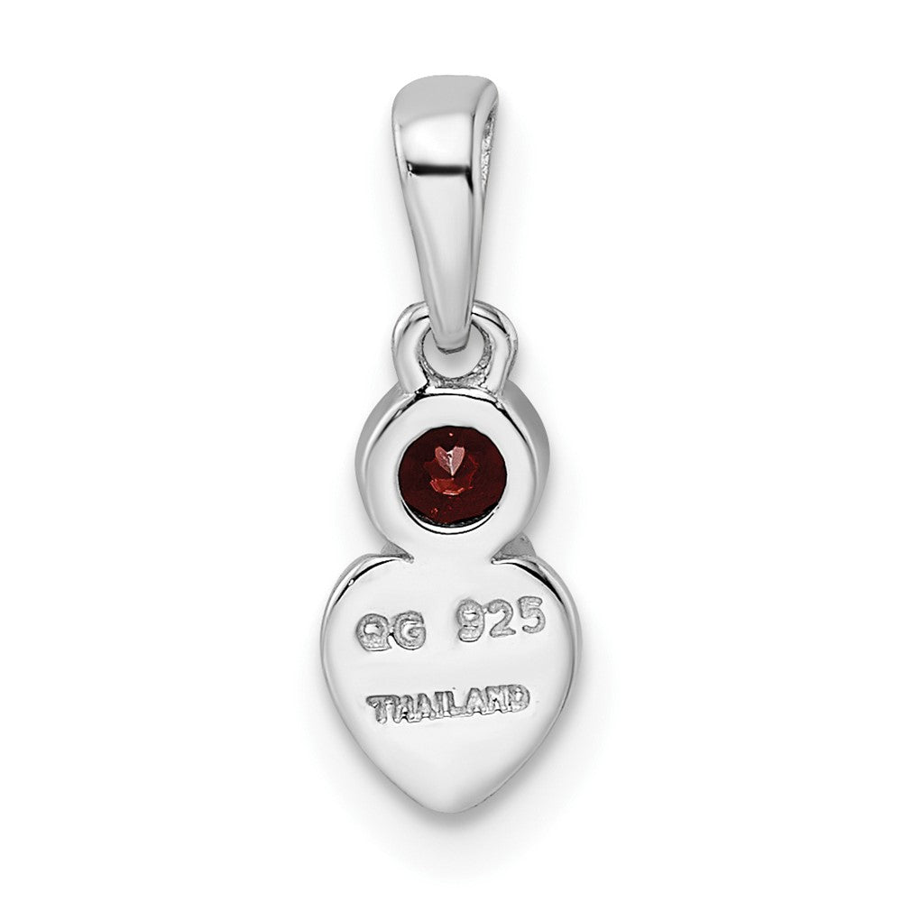Sterling Silver Rhodium-plated Polished Garnet Heart Pendant QBPD35JAN