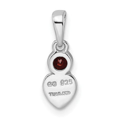 Sterling Silver Rhodium-plated Polished Garnet Heart Pendant QBPD35JAN