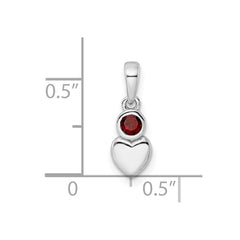 Sterling Silver Rhodium-plated Polished Garnet Heart Pendant QBPD35JAN