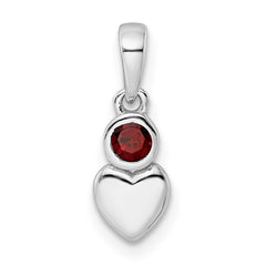 Sterling Silver Rhodium-plated Polished Garnet Heart Pendant QBPD35JAN