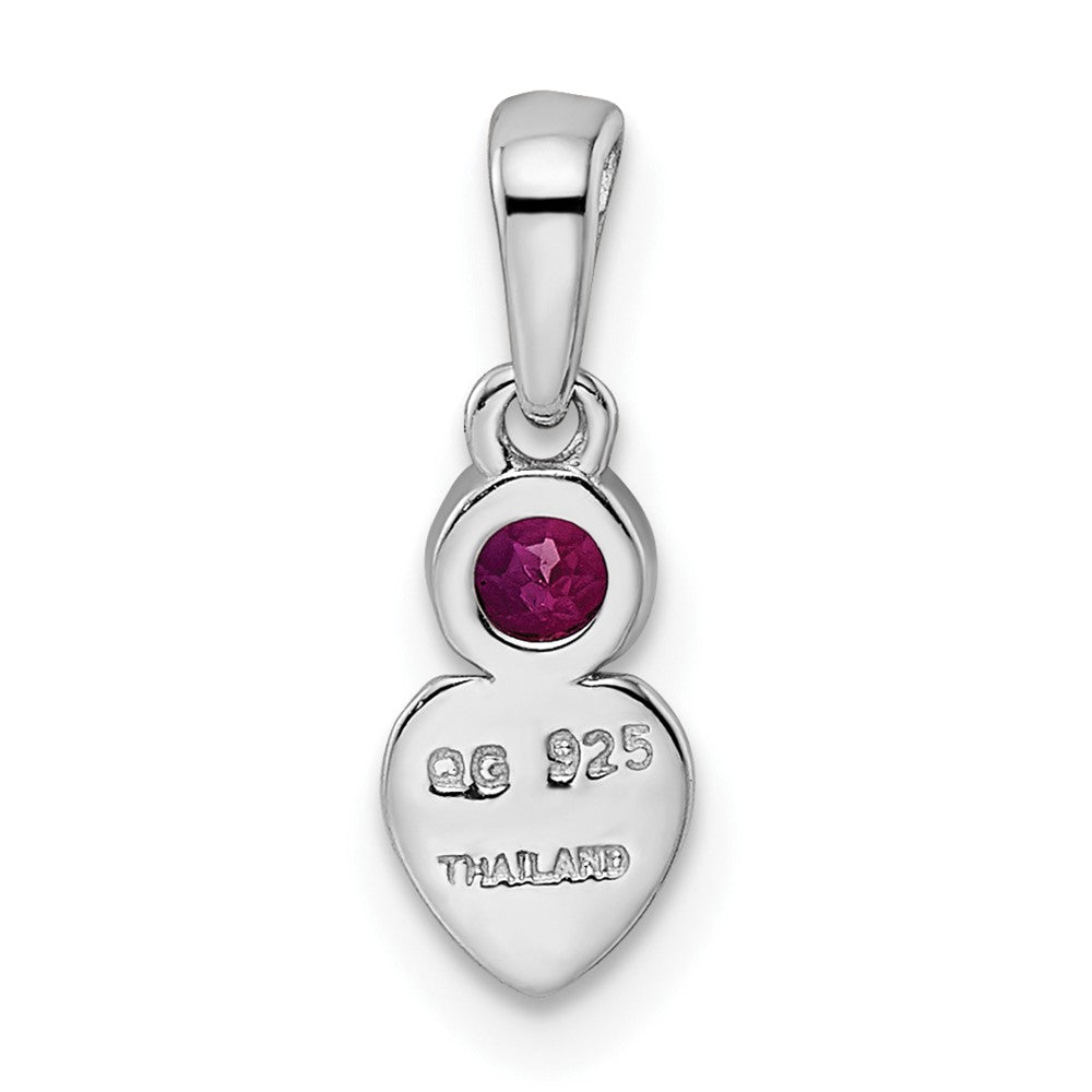 Sterling Silver Rhodium-plated Polished Created Ruby Heart Pendant QBPD35JUL