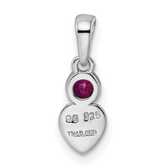 Sterling Silver Rhodium-plated Polished Created Ruby Heart Pendant QBPD35JUL