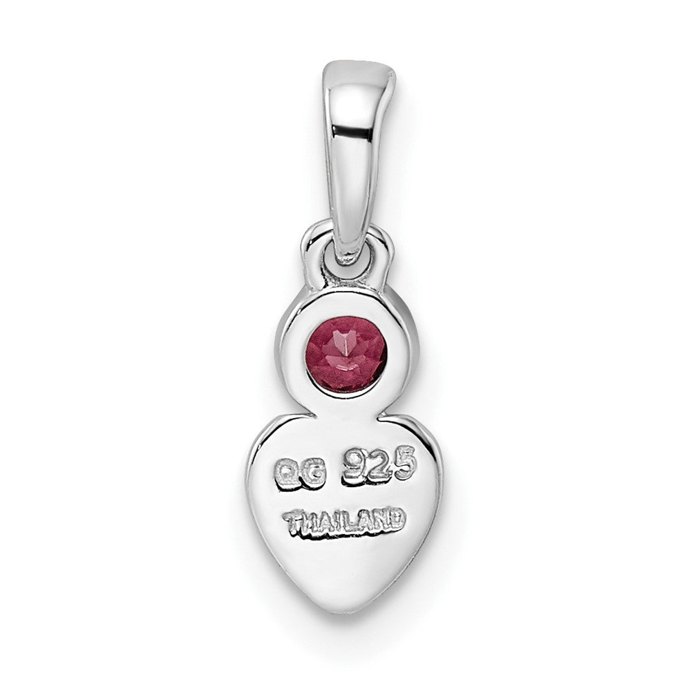 Sterling Silver Rhodium-plated Polished Rhodolite Garnet Heart Pendant QBPD35JUN