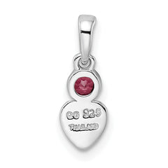 Sterling Silver Rhodium-plated Polished Rhodolite Garnet Heart Pendant QBPD35JUN