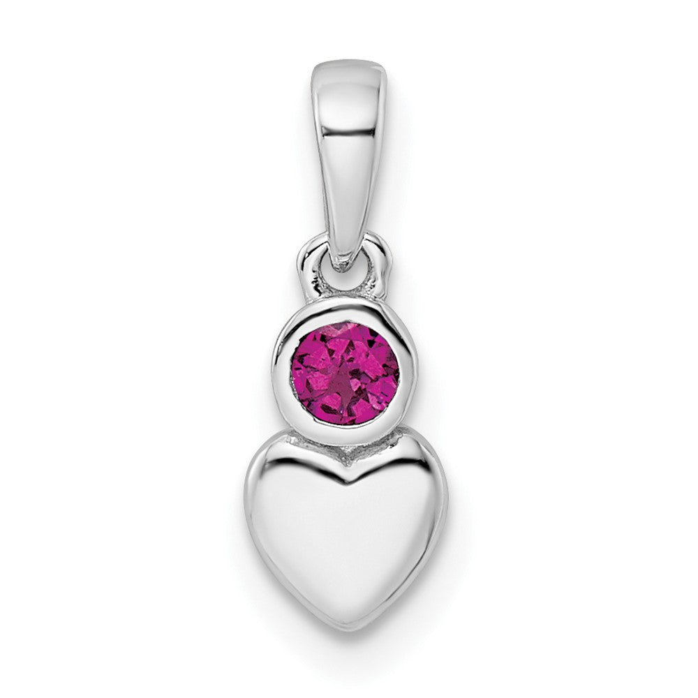 Sterling Silver Rhodium-plated Polished Rhodolite Garnet Heart Pendant QBPD35JUN