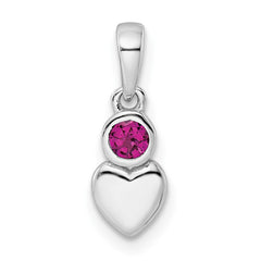 Sterling Silver Rhodium-plated Polished Rhodolite Garnet Heart Pendant QBPD35JUN