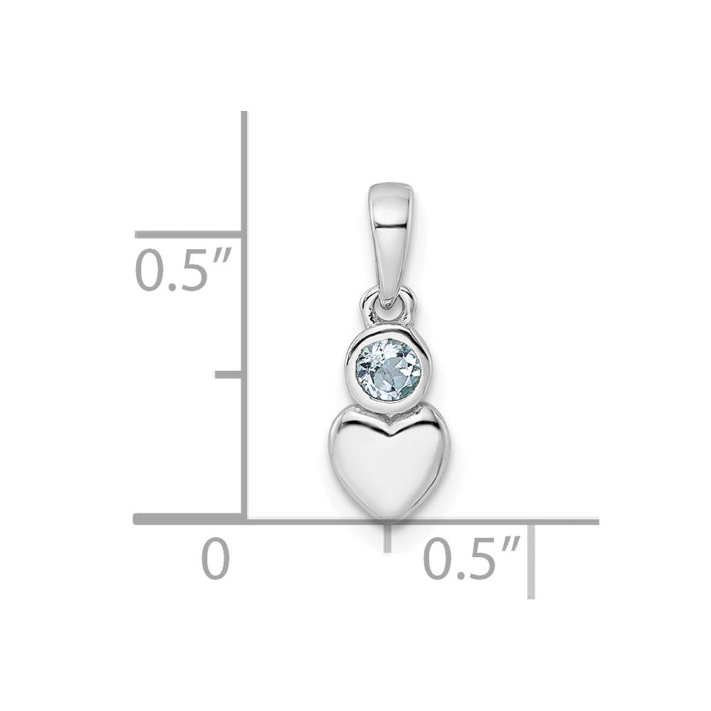 Sterling Silver Rhodium-plated Polished Aquamarine Heart Pendant QBPD35MAR
