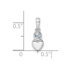Sterling Silver Rhodium-plated Polished Aquamarine Heart Pendant QBPD35MAR